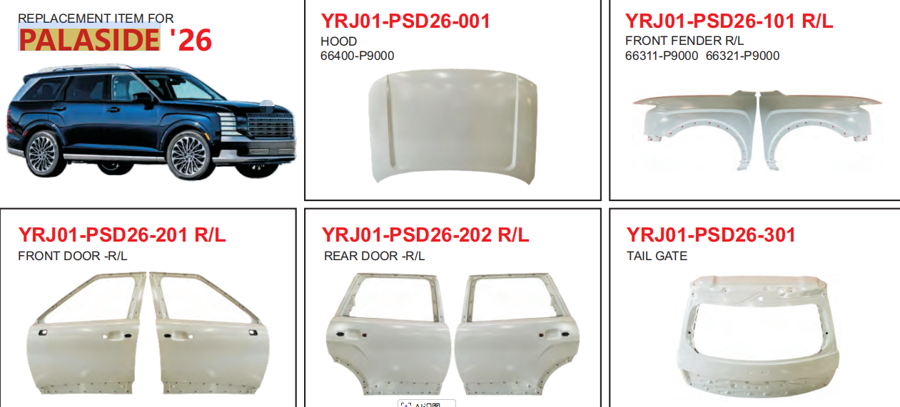 Stalowe panele maski silnika do HYUNDAI PALISADE 2026